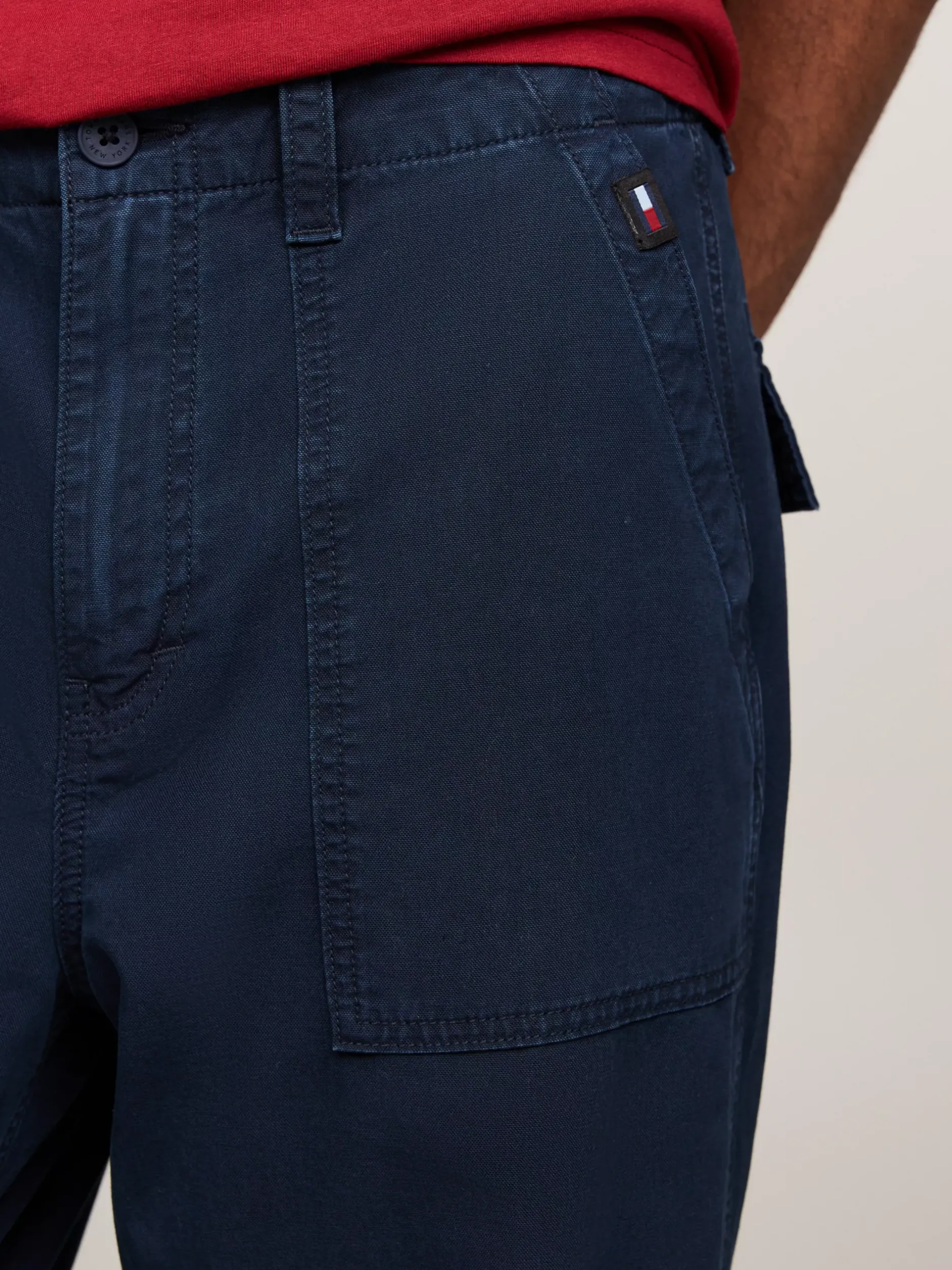 Spodnie*Tommy Hilfiger Chinosy Isaac Z Płótna DARK NIGHT NAVY