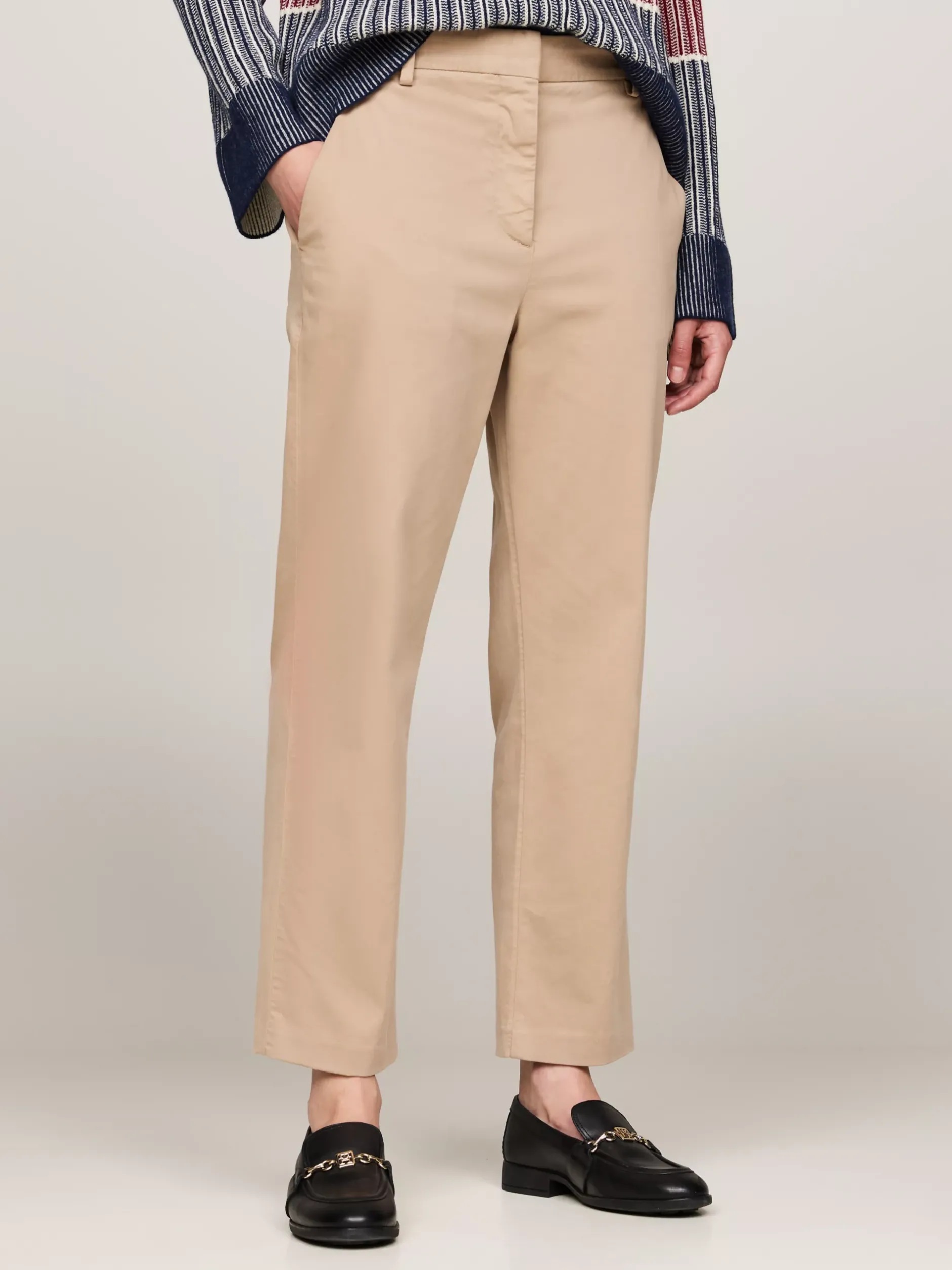 Spodnie*Tommy Hilfiger Chinosy O Wąskim Kroju Z Bawełny Ze Stretchem BEIGE