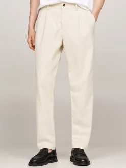 Spodnie*Tommy Hilfiger Chinosy Z Zaszewkami Farbowane Po Uszyciu CLASSIC BEIGE