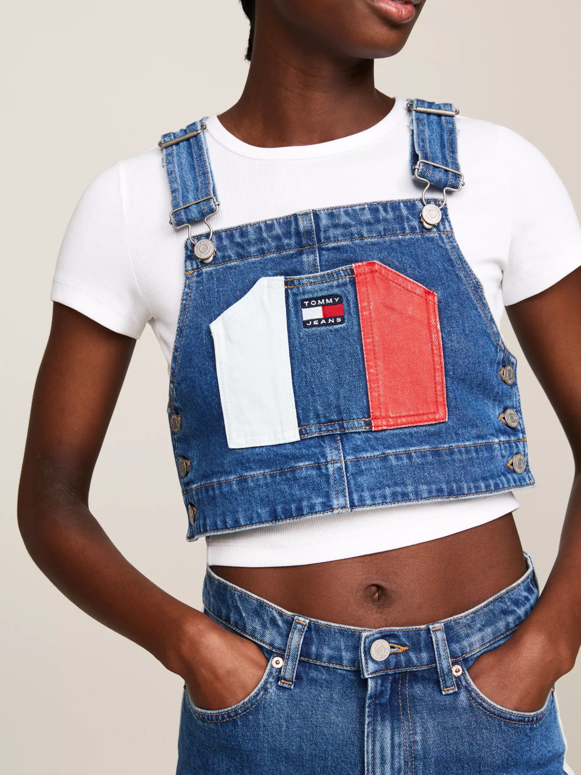 T-Shirty*Tommy Hilfiger Crop Top Archive O Kroju Ogrodniczek DENIM MEDIUM