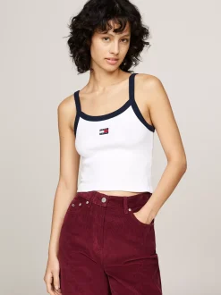 T-Shirty*Tommy Hilfiger Crop Top Bez Rękawów Z Naszywką Tommy WHITE