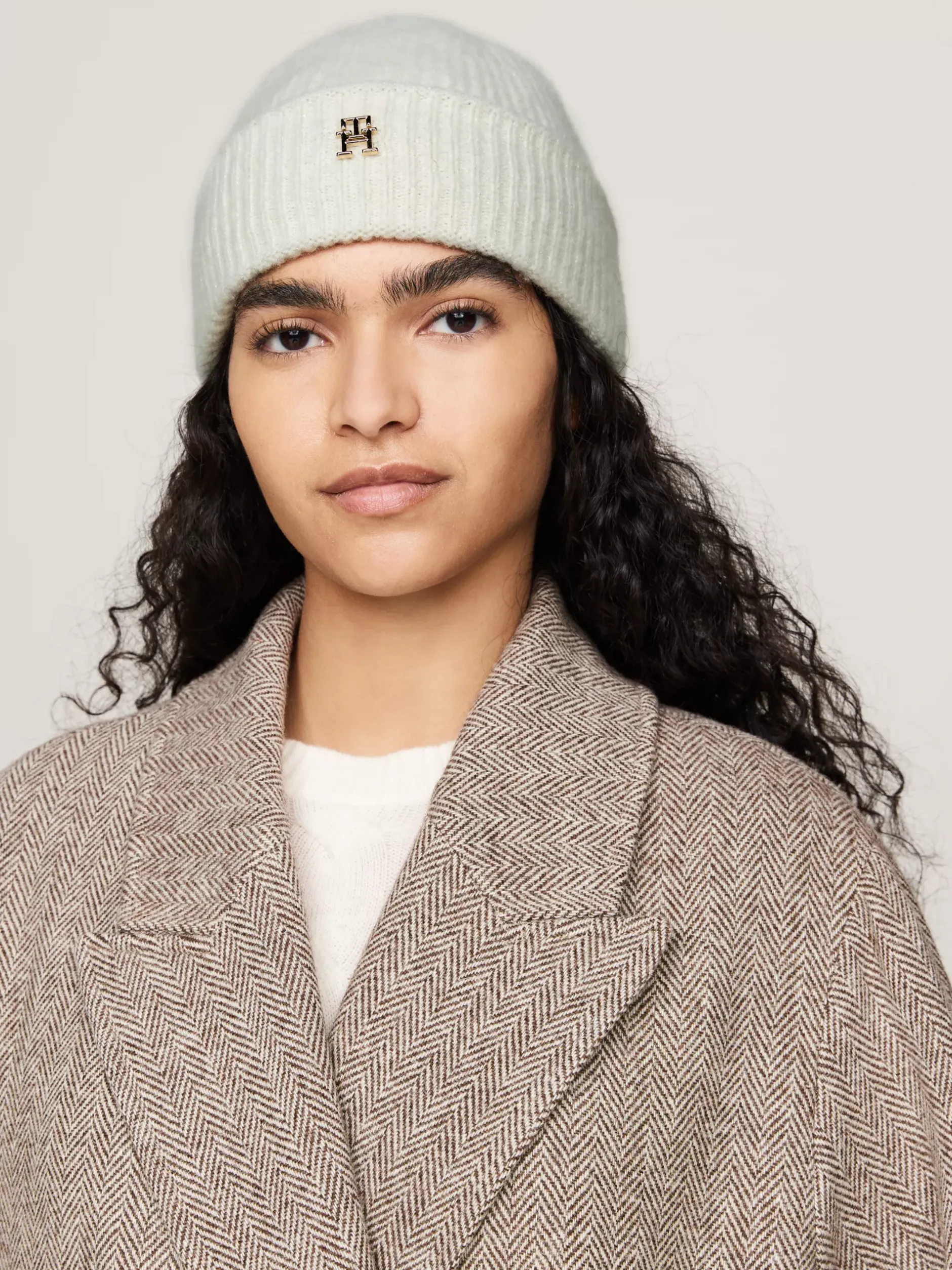 Czapki|Czapki I Szaliki*Tommy Hilfiger Czapka Beanie Z Monogramem TH ANCIENT WHITE