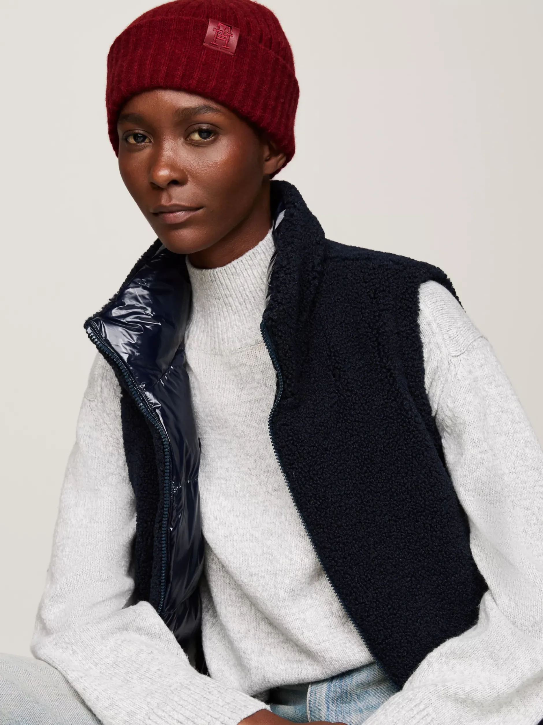 Czapki|Czapki I Szaliki*Tommy Hilfiger Czapka Beanie Z Puszystej Mieszanki Wełny ROUGE