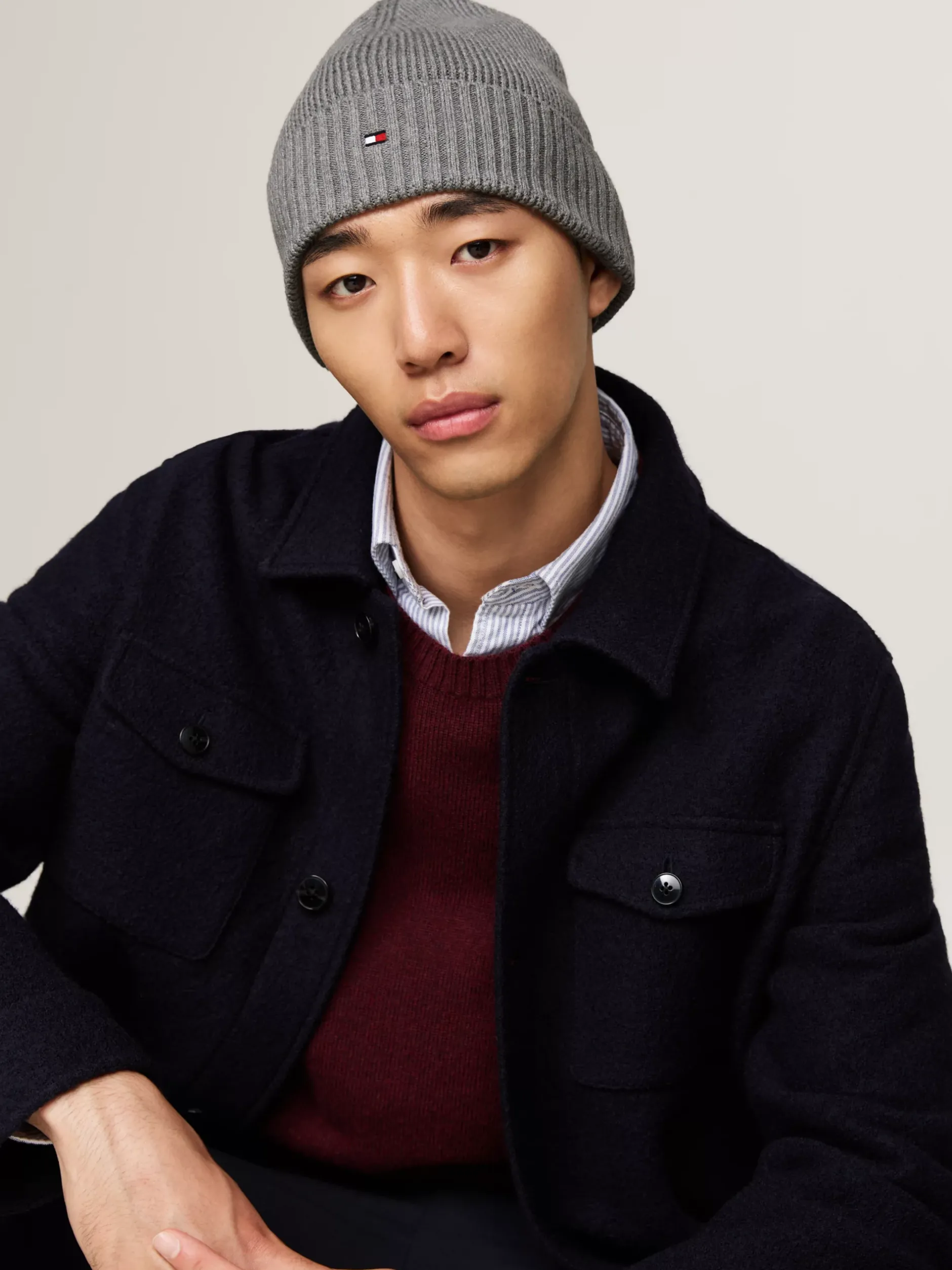 Czapki|Czapki I Szaliki*Tommy Hilfiger Czapka Typu Beanie Z Flagą MID GREY HEATHER