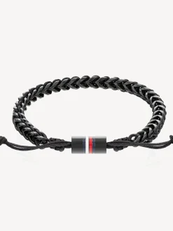 Biżuteria & Spinki Do Mankietów*Tommy Hilfiger Czarna Pleciona Bransoletka Ze Stali BLACK
