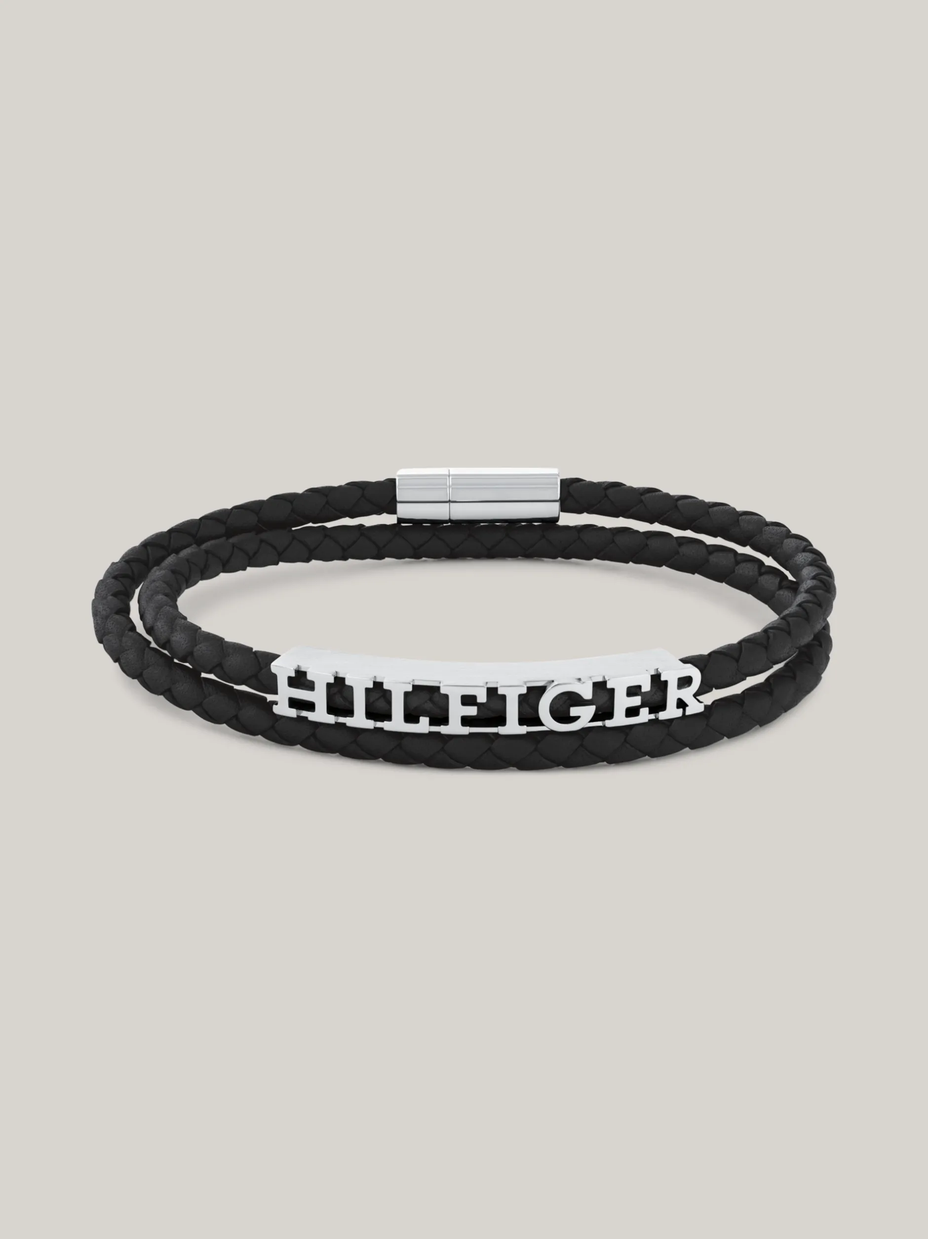 Biżuteria & Spinki Do Mankietów*Tommy Hilfiger Czarna Pleciona Bransoletka Ze Skóry BLACK