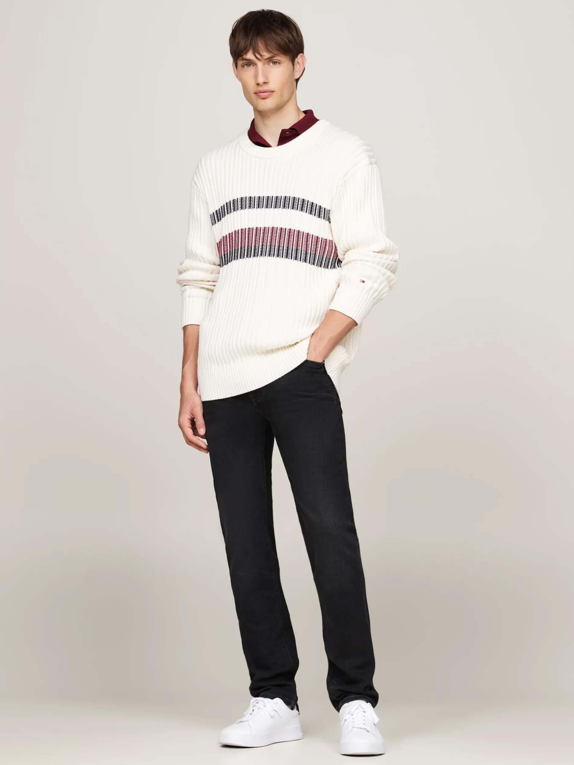 Jeansy*Tommy Hilfiger Czarne Jeansy Bleecker TH Flex O Wąskim Kroju CROW BLACK