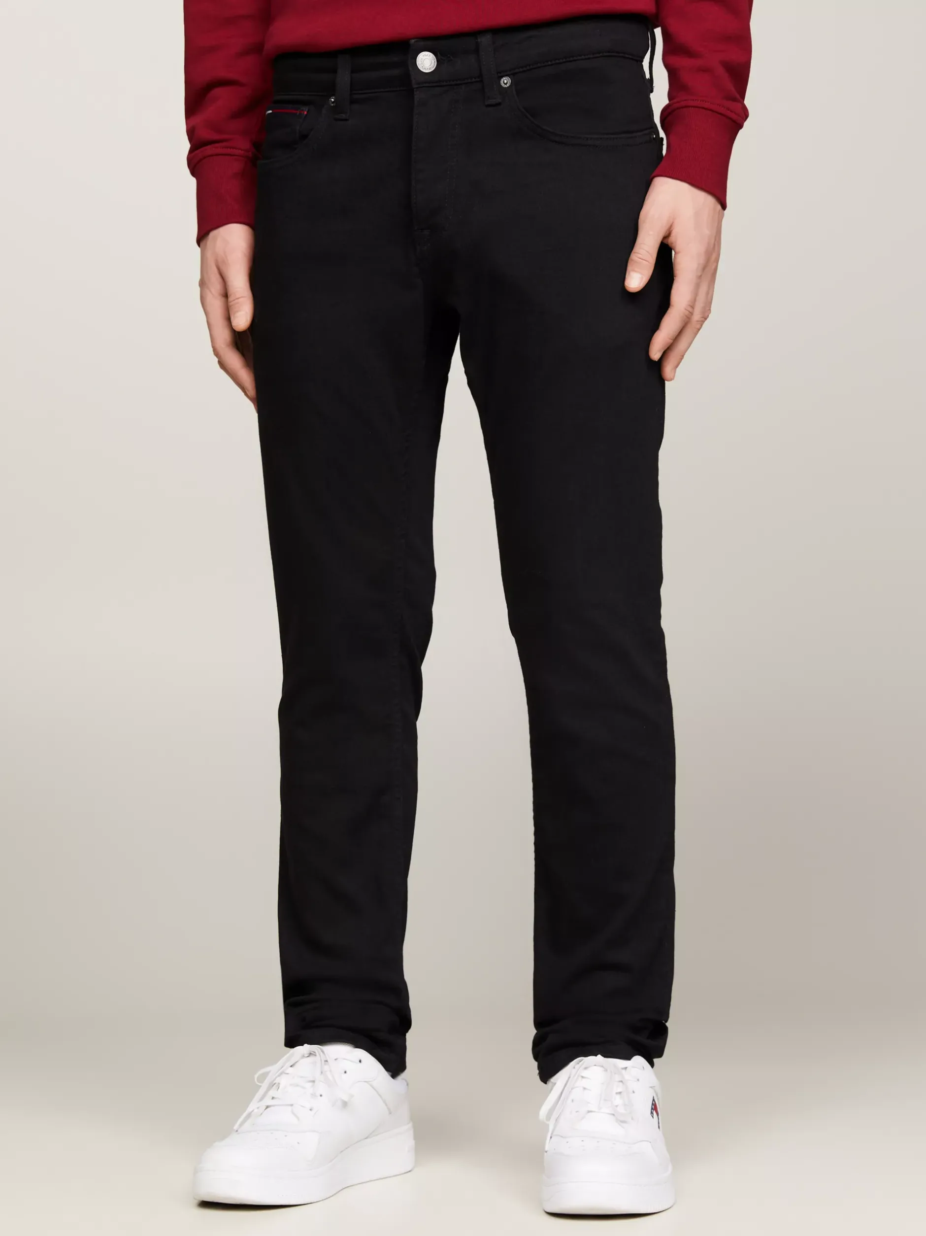 Jeansy*Tommy Hilfiger Czarne Jeansy Scanton O Wąskim Kroju NEW BLACK STRETCH