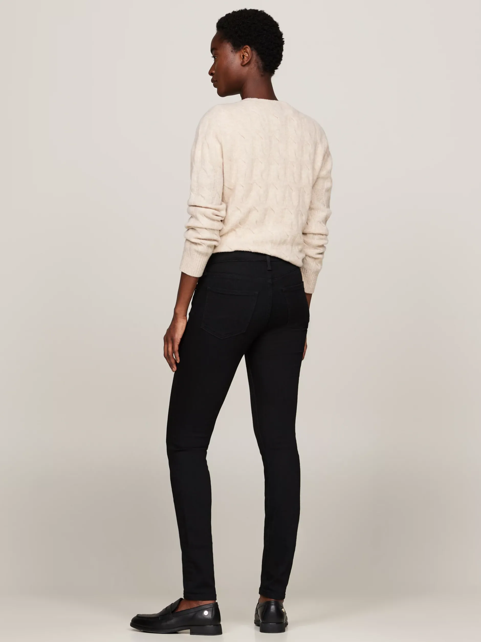 Jeansy*Tommy Hilfiger Czarne Obcisłe Jeansy Como Ze średnim Stanem BLACK