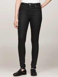 Jeansy*Tommy Hilfiger Czarne Obcisłe Jeansy Como Z Wysokim Stanem BLACK COATED