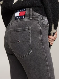 Jeansy*Tommy Hilfiger Czarne Obcisłe Jeansy Sylvia Z Wysokim Stanem DENIM BLACK