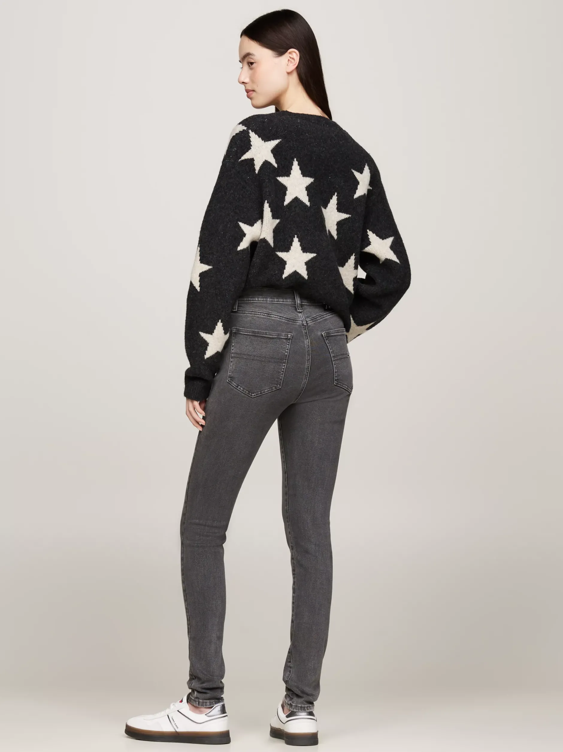 Jeansy*Tommy Hilfiger Czarne Obcisłe Jeansy Sylvia Z Wysokim Stanem DENIM BLACK