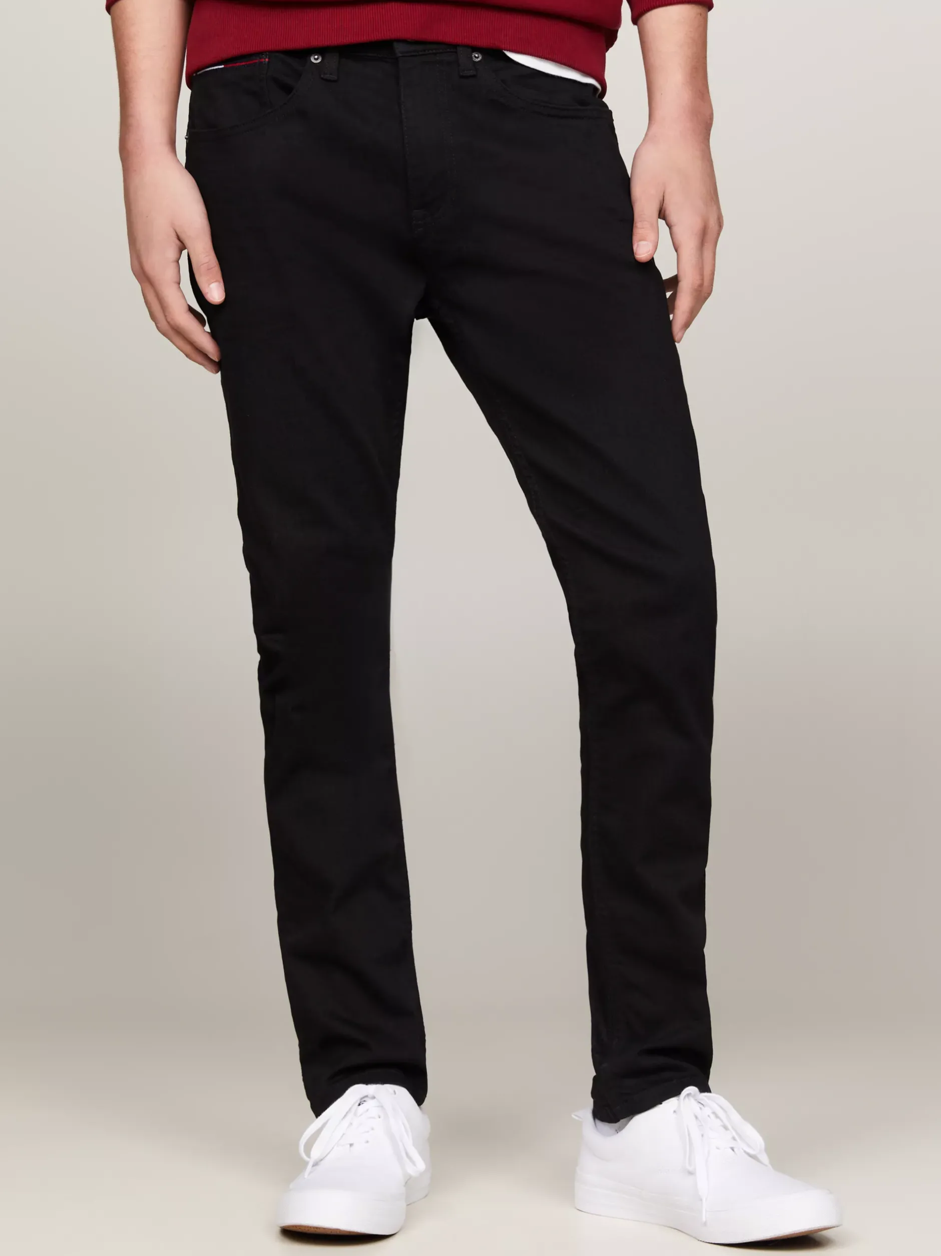 Jeansy*Tommy Hilfiger Czarne Wąskie Jeansy Ze Zwężanymi Nogawkami NEW BLACK STRETCH