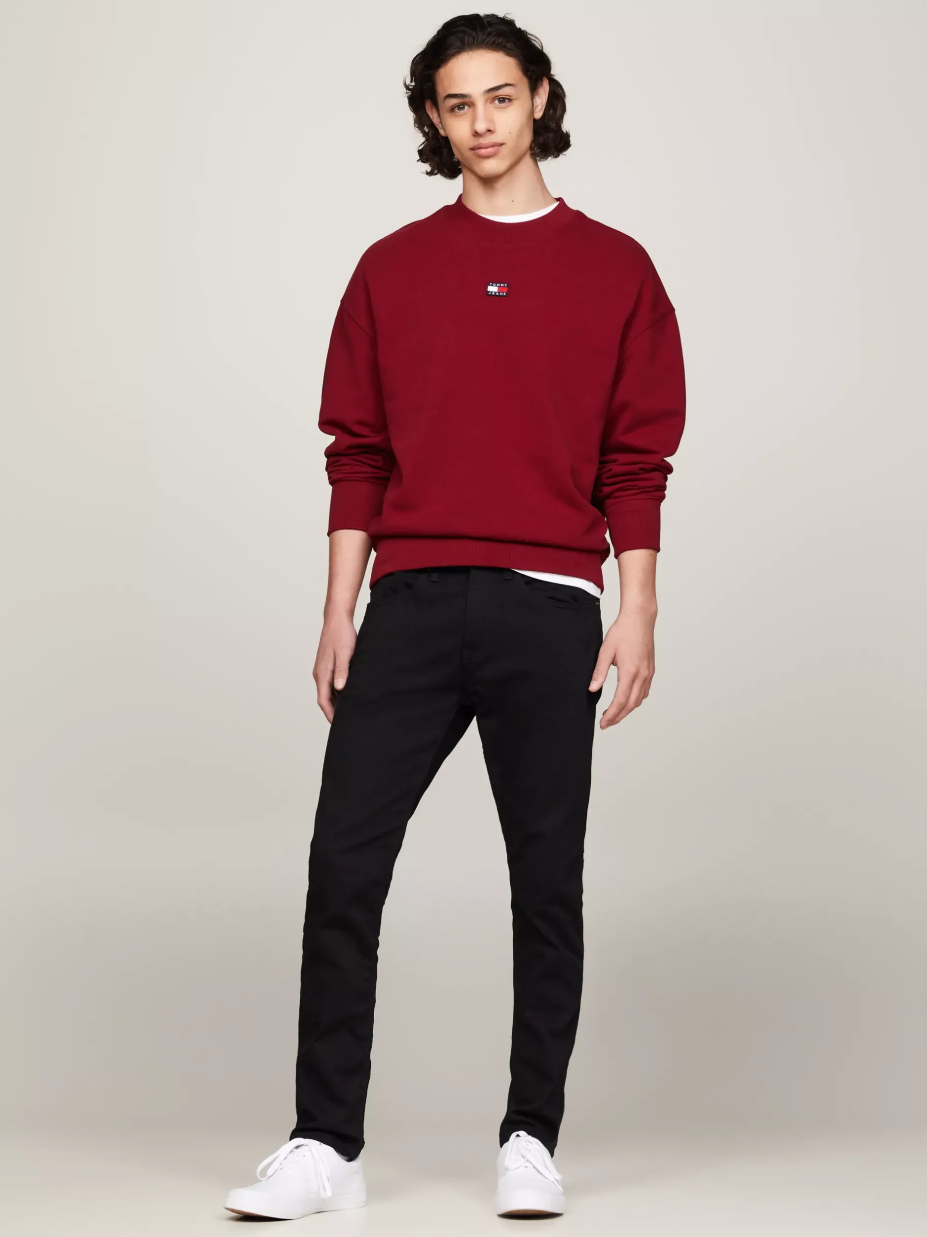 Jeansy*Tommy Hilfiger Czarne Wąskie Jeansy Ze Zwężanymi Nogawkami NEW BLACK STRETCH