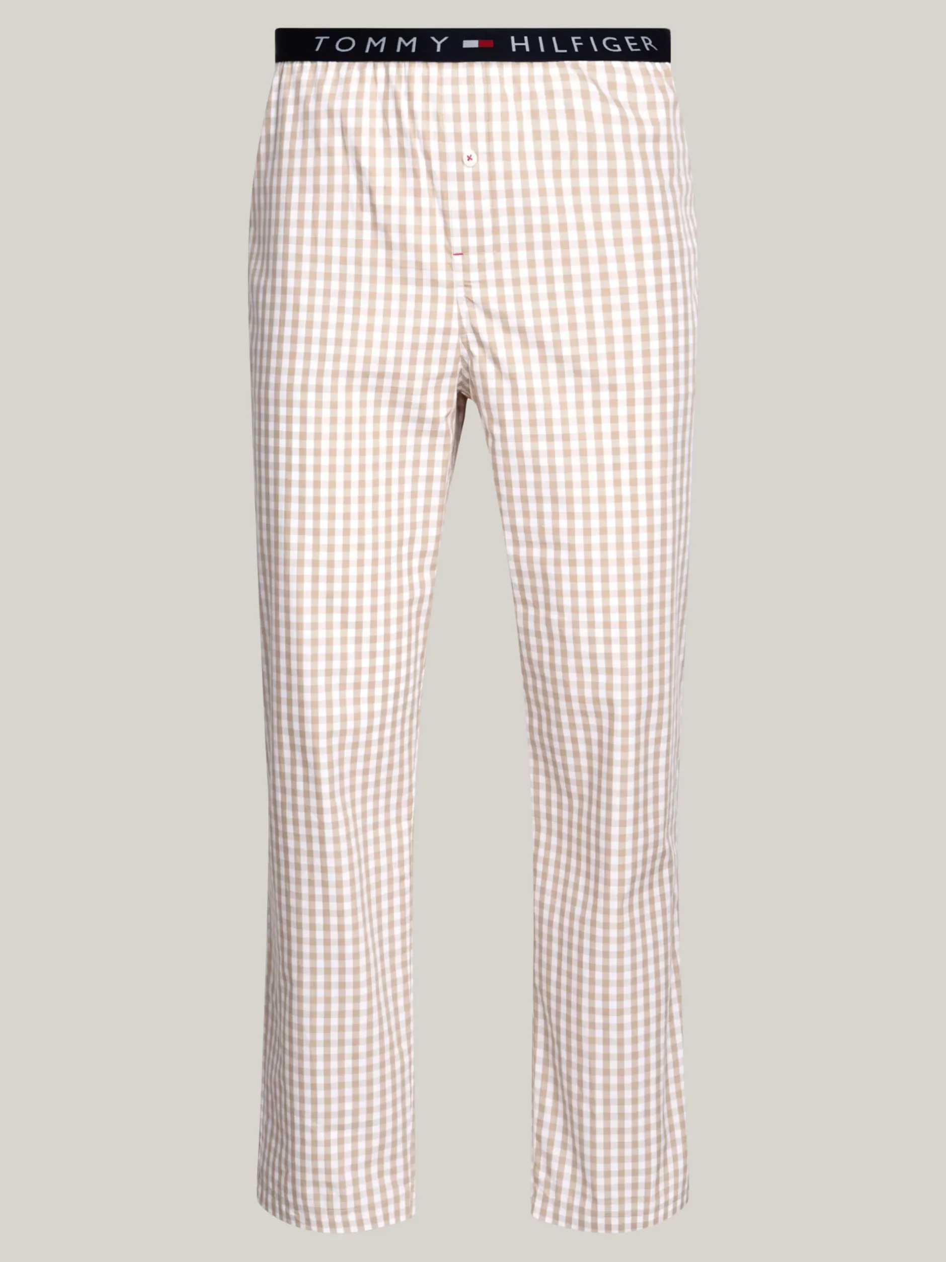 Piżamy*Tommy Hilfiger Dół Od Piżamy TH Original Z Logo GINGHAM BEIGE