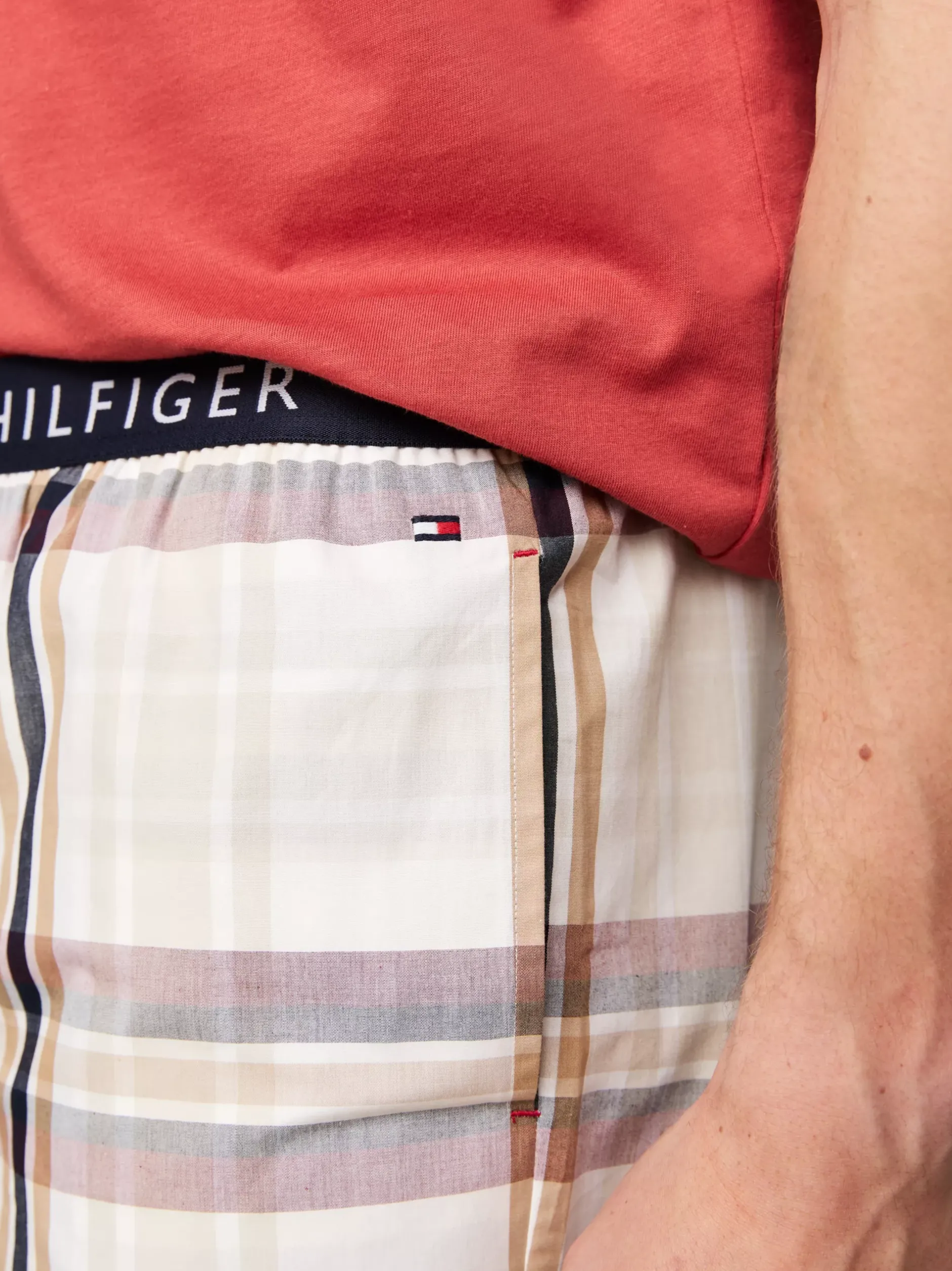 Piżamy*Tommy Hilfiger Dół Od Piżamy TH Original Z Logo BLANKET STRIPE CHECK