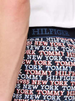 Stroje Kąpielowe*Tommy Hilfiger Dół Od Piżamy Z Wzorem I Logo Hilfiger Monotype MONOTYPE LOGO ALLOVER DESERT SKY