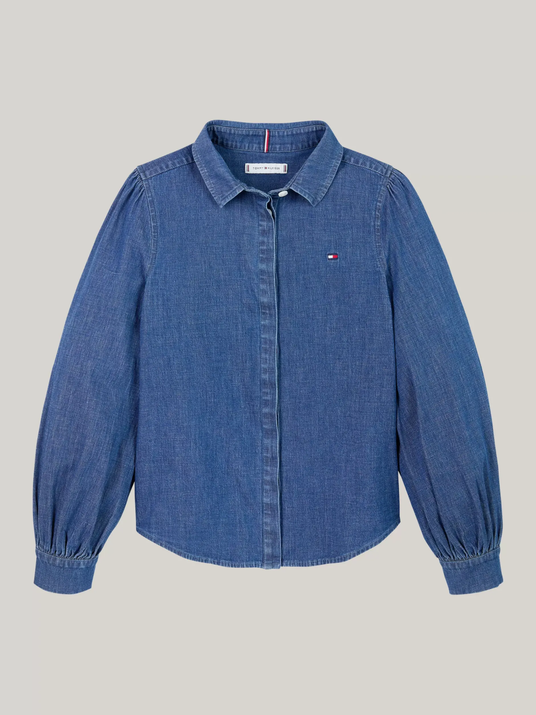 Topy I T-Shirty*Tommy Hilfiger Denimowa Koszula Z Bufkami DARK DENIM