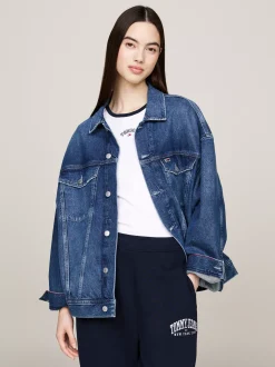 Kurtki & Płaszcze*Tommy Hilfiger Denimowa Kurtka O Kroju Oversize Z Logo DENIM MEDIUM