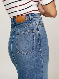 Spódnice*Tommy Hilfiger Denimowa Spódnica Midi Z Zakładkami WASHED BLUE