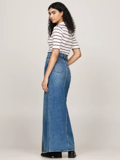 Spódnice*Tommy Hilfiger Denimowa Spódnica Midi Z Zakładkami WASHED BLUE