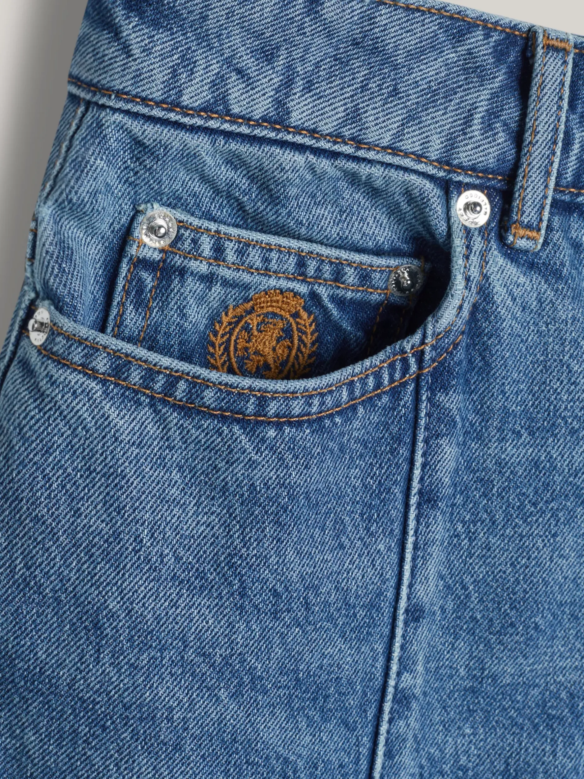 Spódnice*Tommy Hilfiger Denimowa Spódnica Midi Z Zakładkami WASHED BLUE