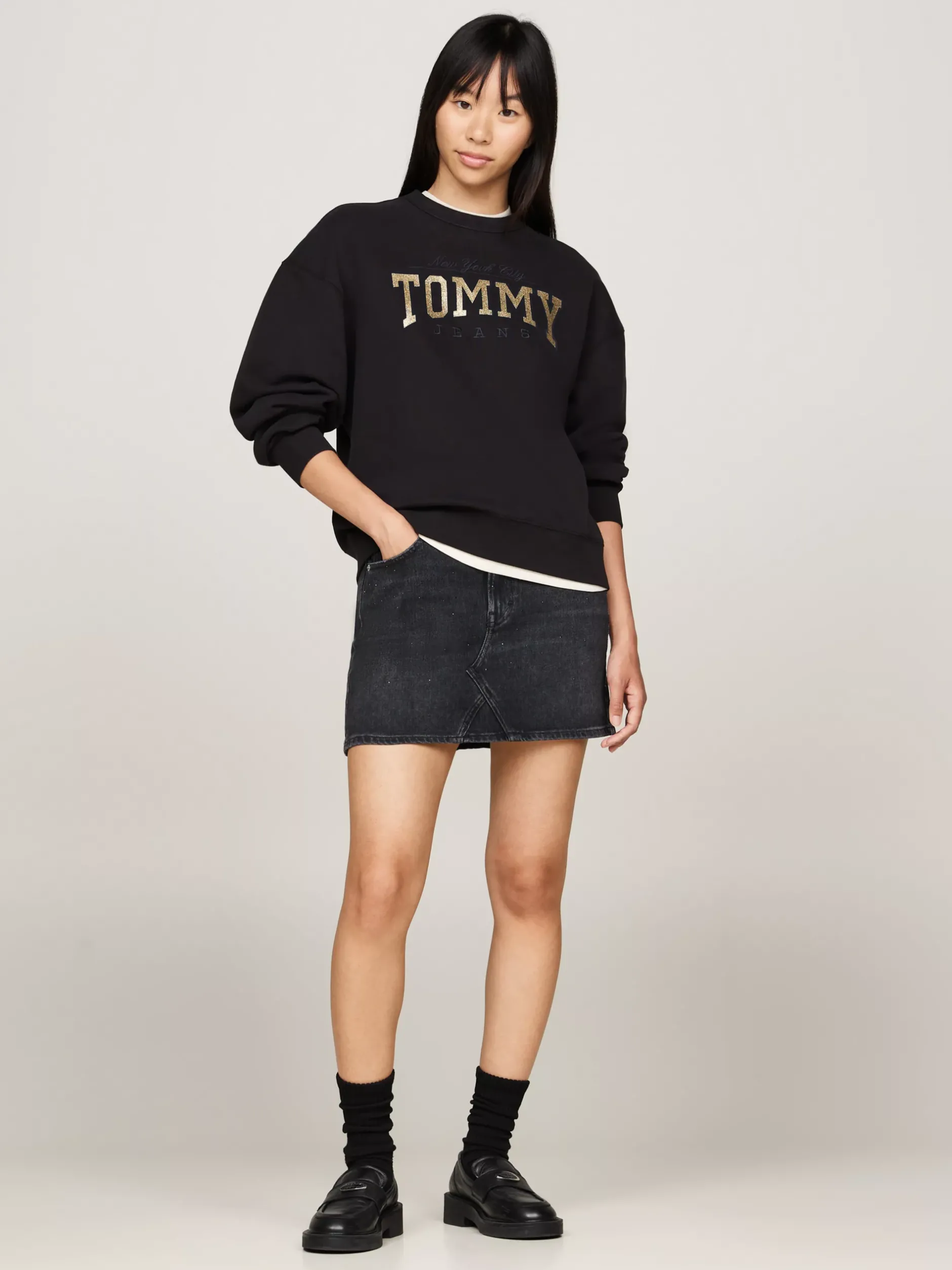 Spódnice*Tommy Hilfiger Denimowa Spódnica Mini Ze średnim Stanem DENIM BLACK