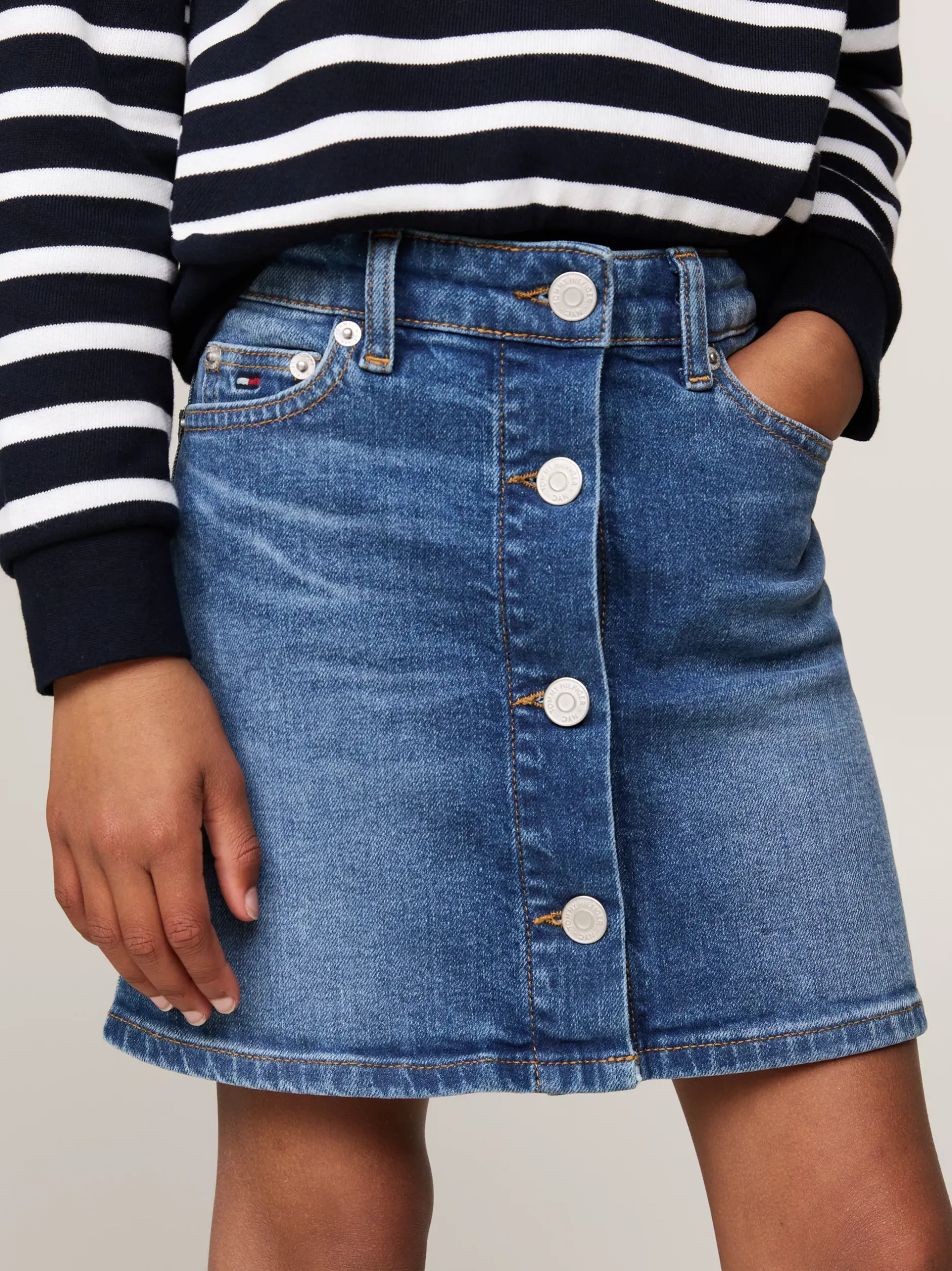 Spodnie, Szorty I Spódnice*Tommy Hilfiger Denimowa Spódnica Na Guziki STREAKYBLUE