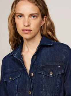 Sukienki*Tommy Hilfiger Denimowa Sukienka Midi Z Paskiem CLER