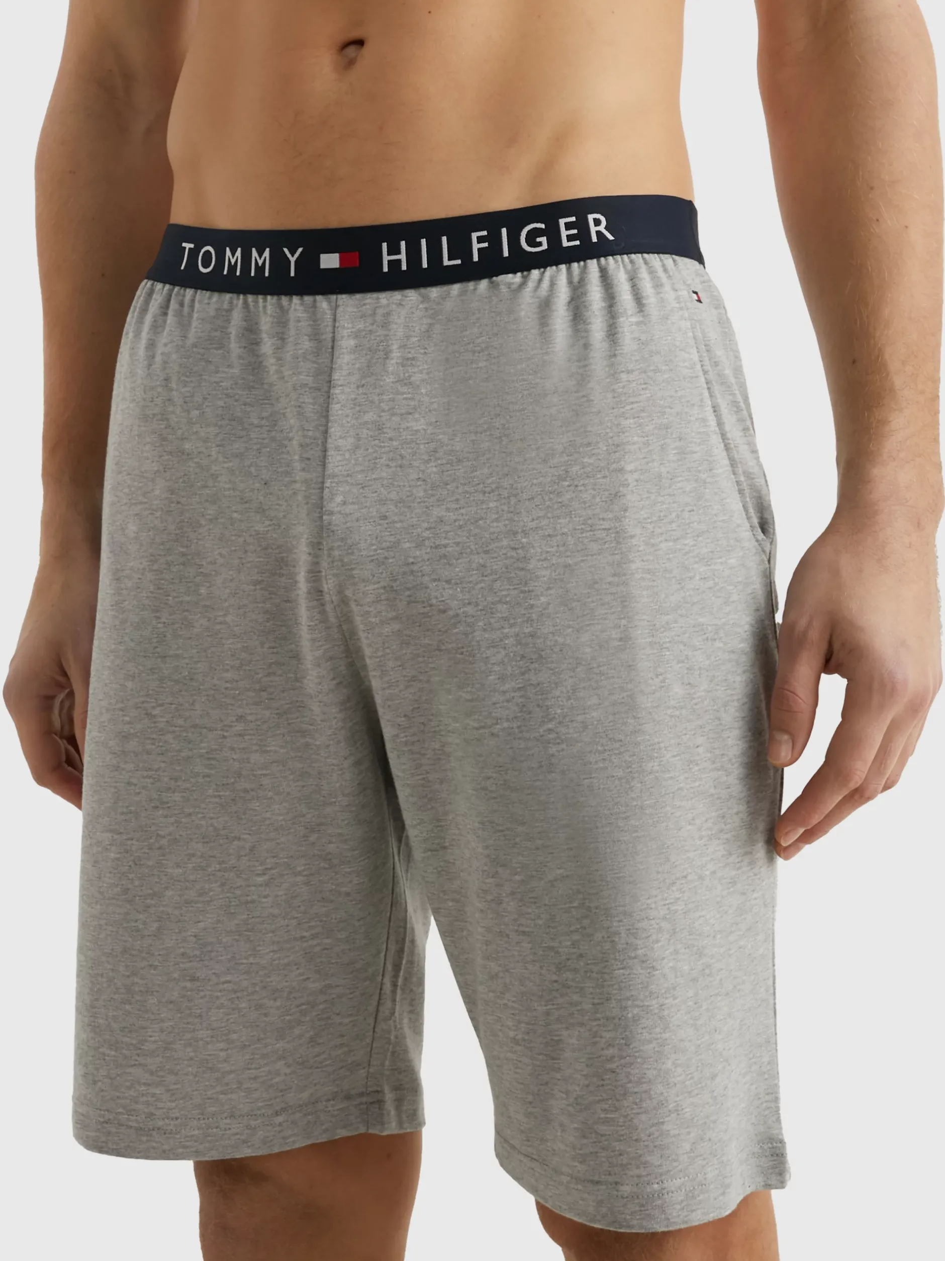 Stroje Domowe*Tommy Hilfiger Dżersejowe Szorty Z Logo LIGHT GREY HEATHER