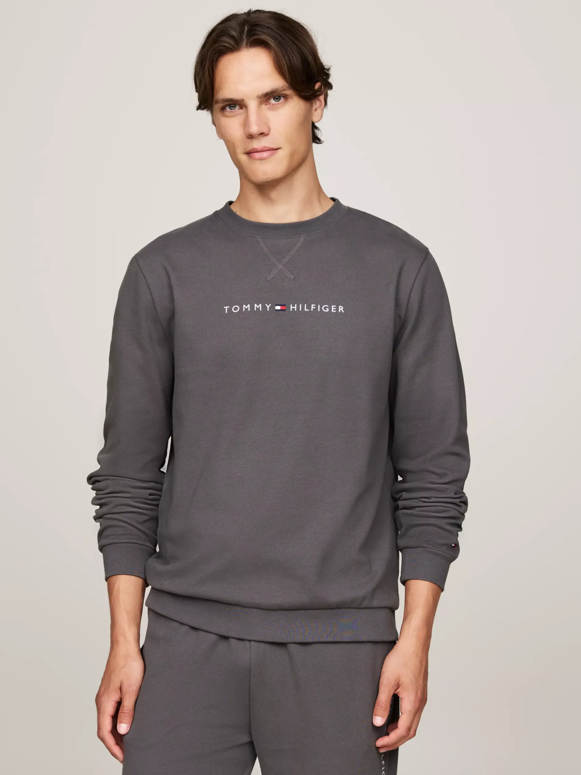 Stroje Domowe*Tommy Hilfiger Domowa Bluza TH Original Z Logo DARK ASH