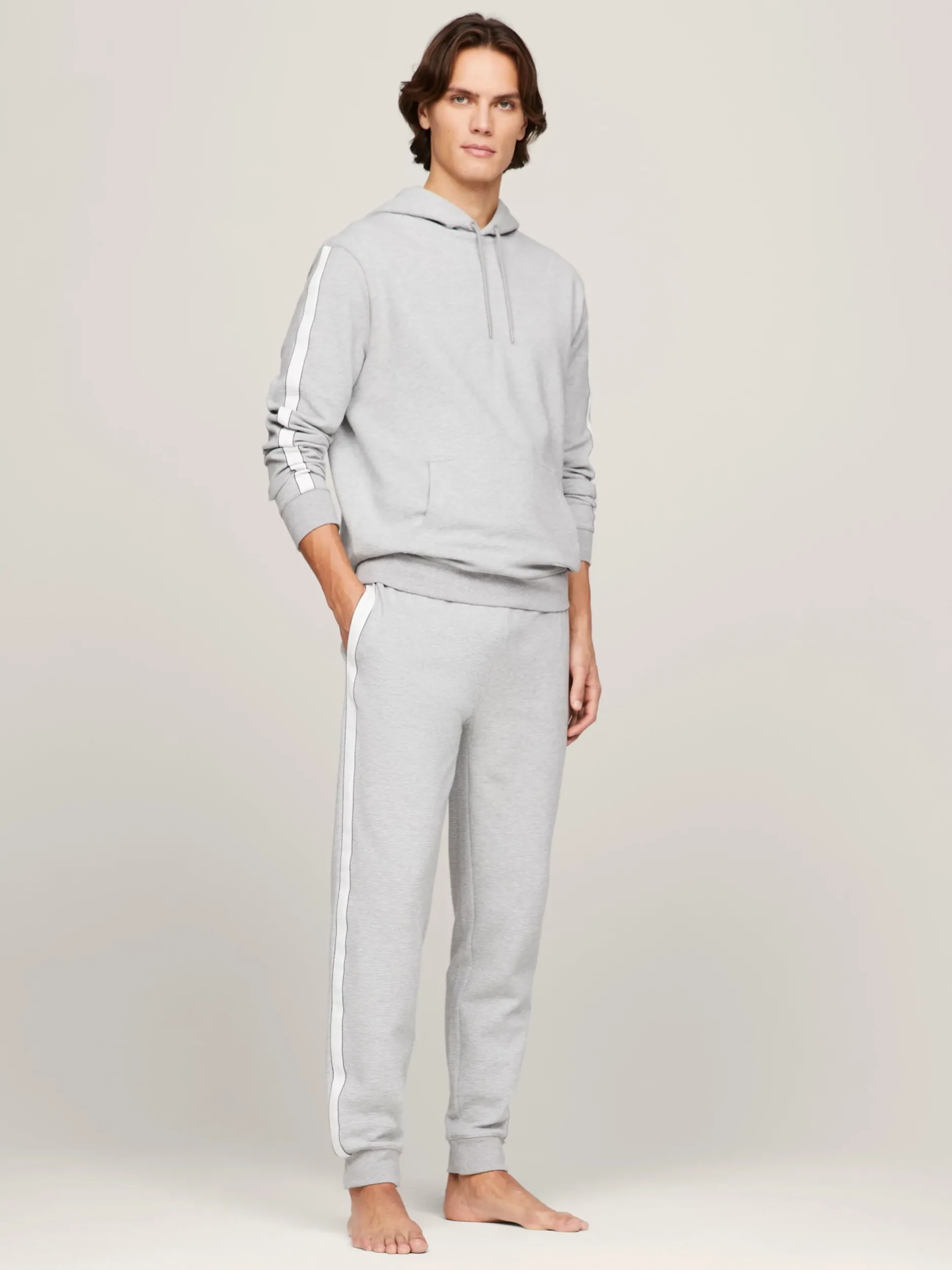 Stroje Domowe*Tommy Hilfiger Domowe Joggery Ze ściągaczami TH Established LIGHT GREY HEATHER