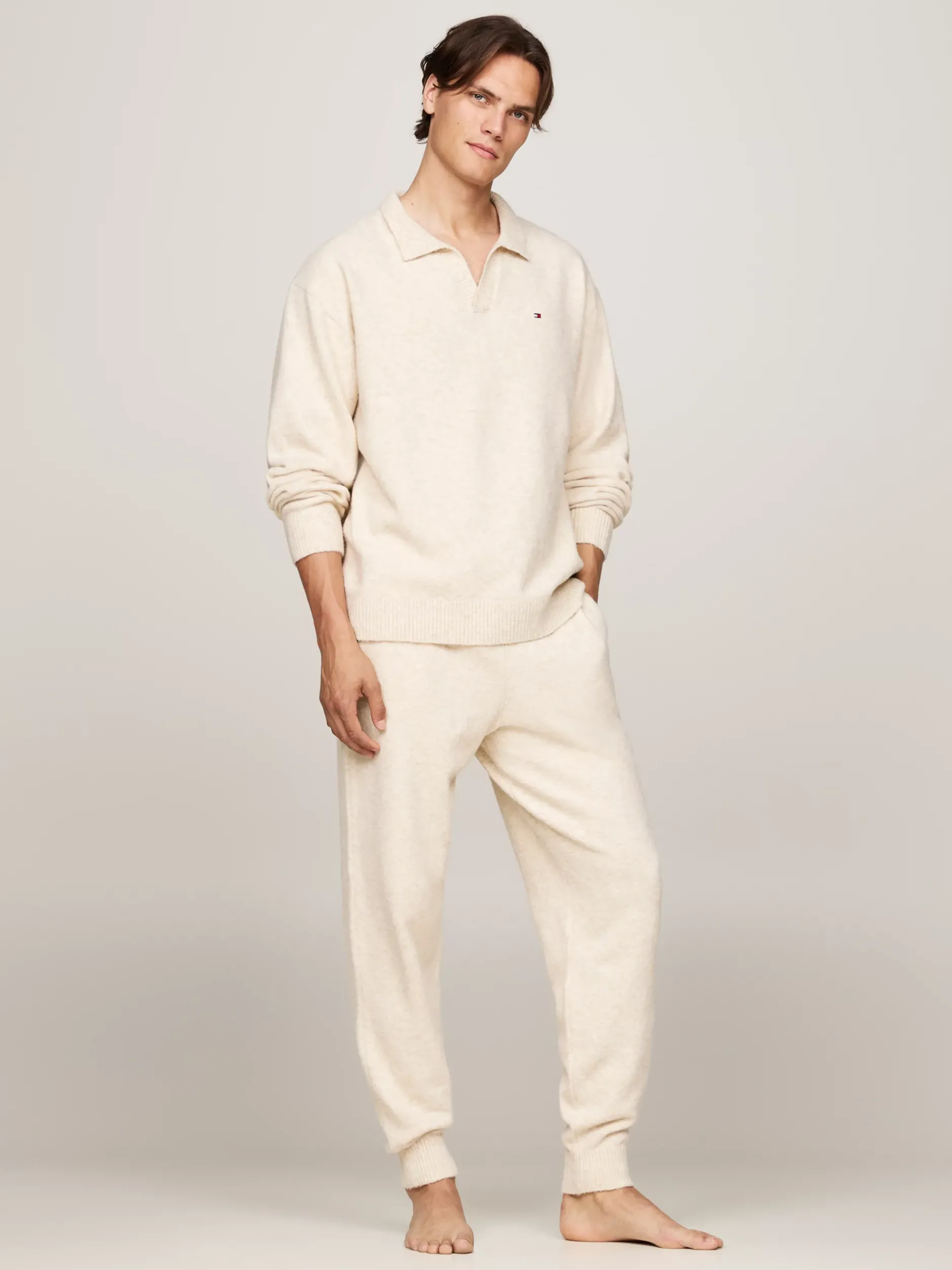 Stroje Domowe*Tommy Hilfiger Domowy Sweter TH Established Z Wełną HEATHERED OAT