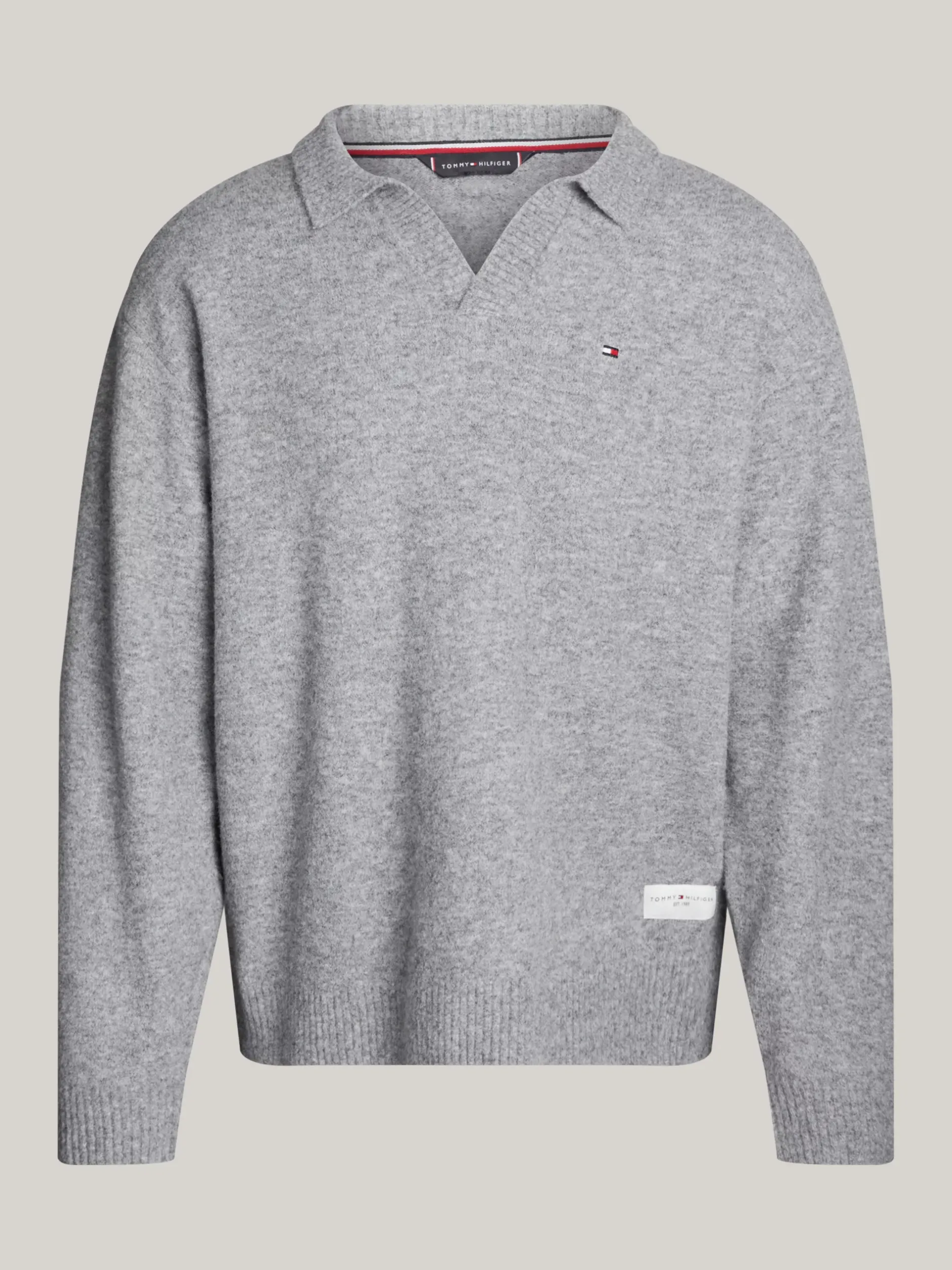 Stroje Domowe*Tommy Hilfiger Domowy Sweter TH Established Z Wełną MID GREY HT
