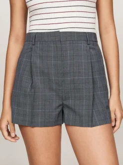 Szorty*Tommy Hilfiger Dopasowane Szorty W Kratę Z Emblematem MEDIUM GREY HEATHER