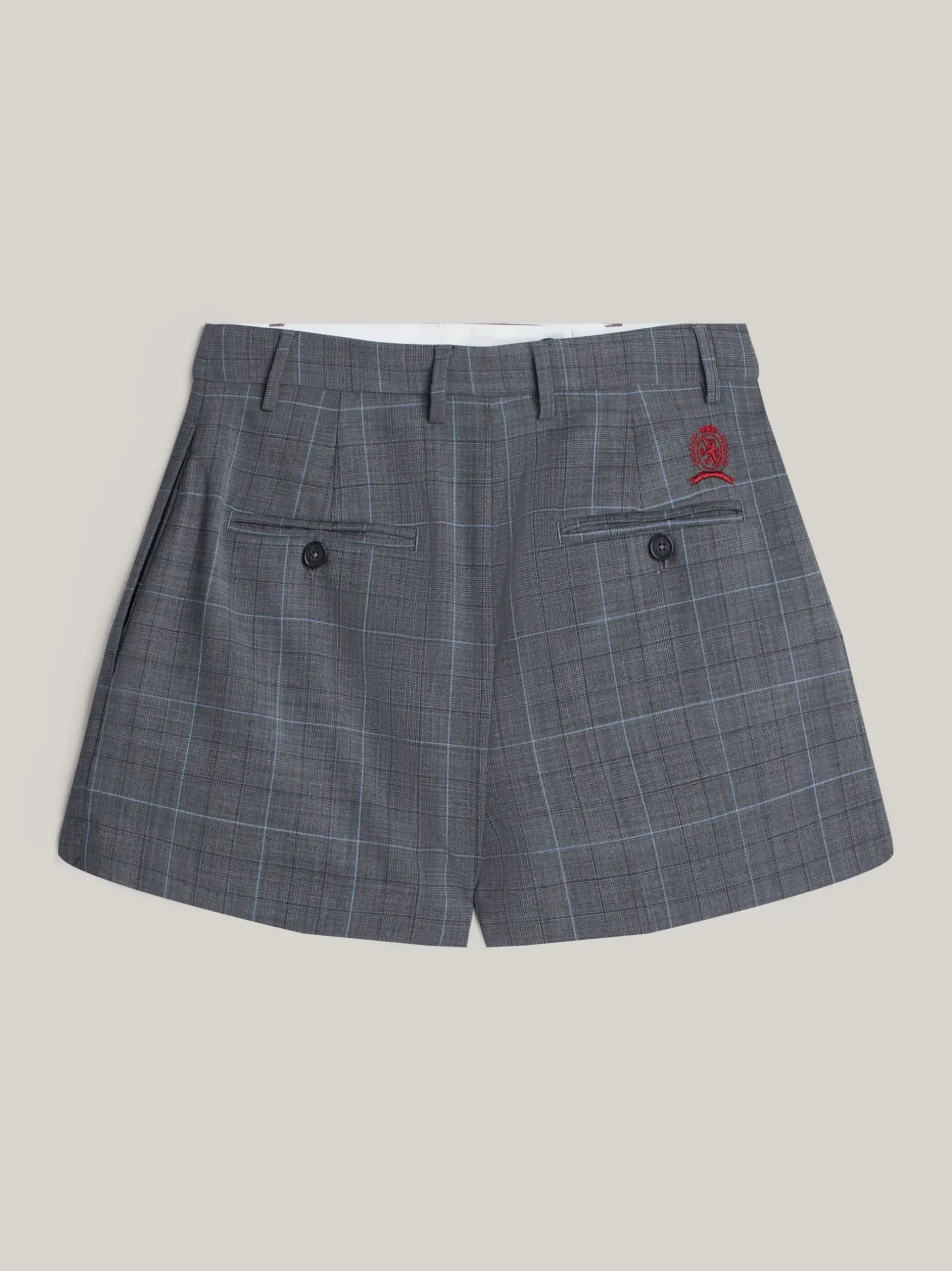 Szorty*Tommy Hilfiger Dopasowane Szorty W Kratę Z Emblematem MEDIUM GREY HEATHER