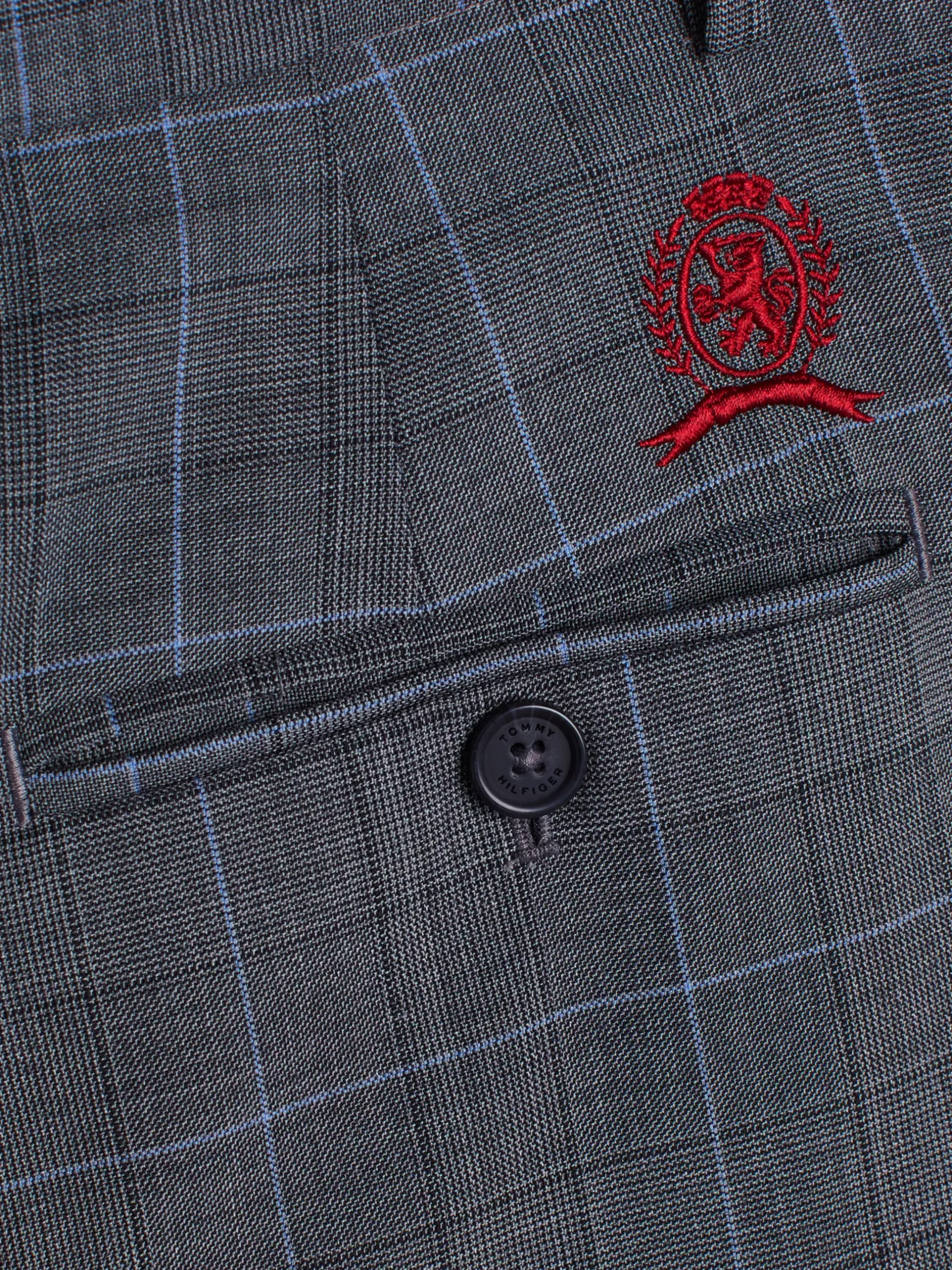 Szorty*Tommy Hilfiger Dopasowane Szorty W Kratę Z Emblematem MEDIUM GREY HEATHER