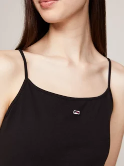 T-Shirty*Tommy Hilfiger Dopasowany Top O Skróconym Kroju Z Logo BLACK