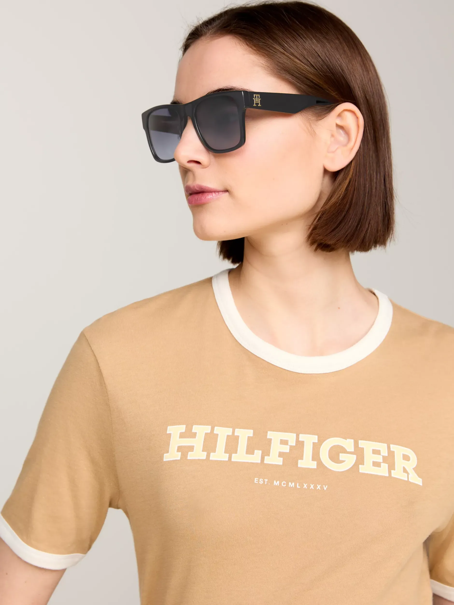 Okulary Przeciwsłoneczne*Tommy Hilfiger Duże Okulary Przeciwsłoneczne Z Monogramem TH BLACK