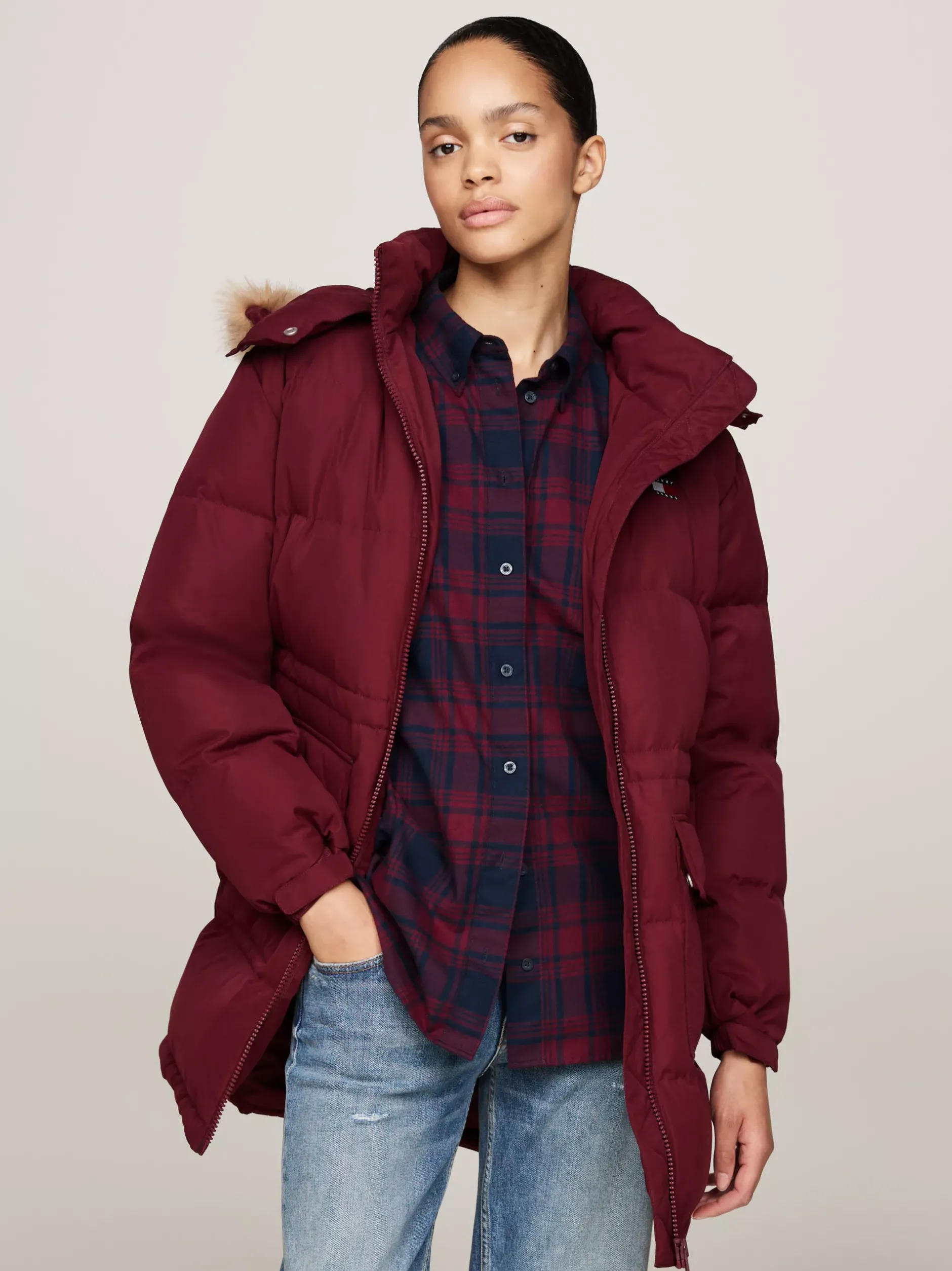 Kurtki & Płaszcze*Tommy Hilfiger Długa Puchowa Kurtka Alaska DEEP ROUGE