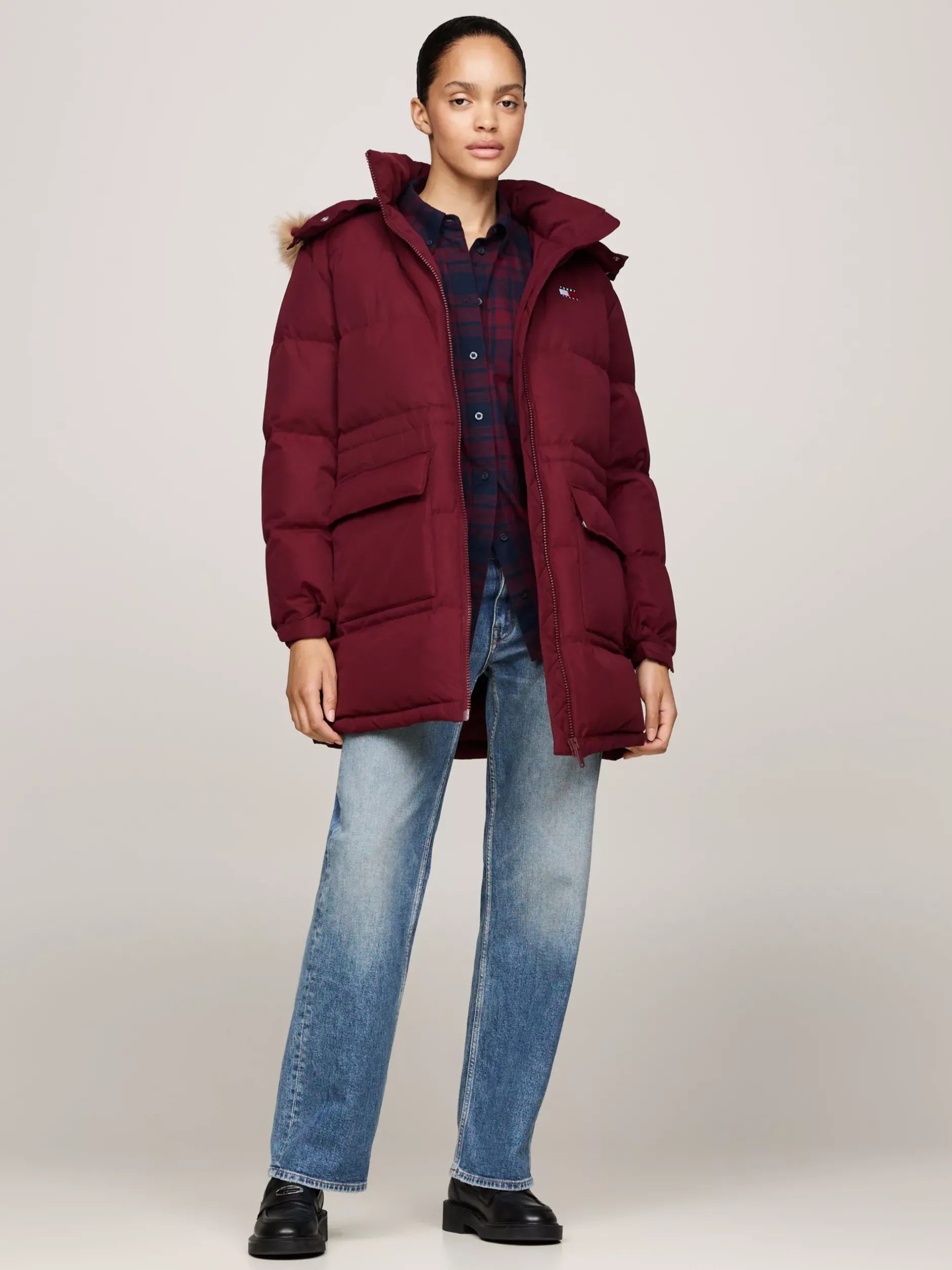 Kurtki & Płaszcze*Tommy Hilfiger Długa Puchowa Kurtka Alaska DEEP ROUGE