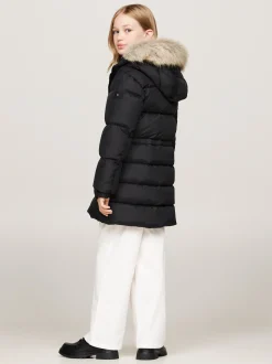 Kurtki I Płaszcze*Tommy Hilfiger Długa Puchowa Kurtka O Taliowanym Kroju BLACK