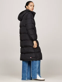 Kurtki & Płaszcze*Tommy Hilfiger Długi Puchowy Płaszcz Alaska Z Kapturem BLACK