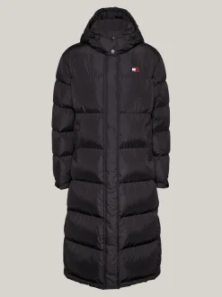 Kurtki & Płaszcze*Tommy Hilfiger Długi Puchowy Płaszcz Alaska Z Kapturem BLACK