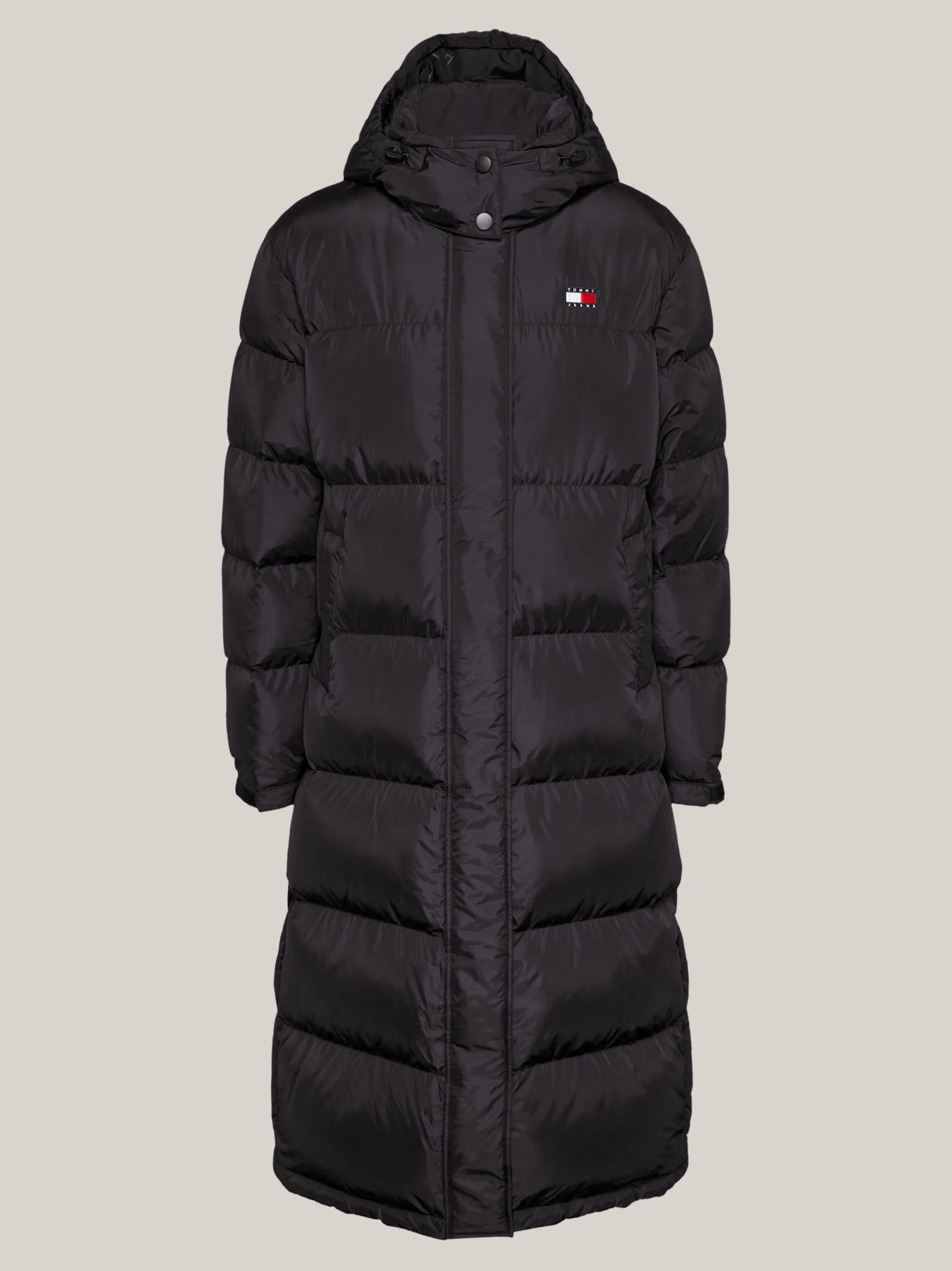 Kurtki & Płaszcze*Tommy Hilfiger Długi Puchowy Płaszcz Alaska Z Kapturem BLACK