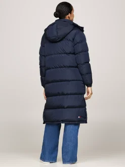 Kurtki & Płaszcze*Tommy Hilfiger Długi Puchowy Płaszcz Alaska Z Kapturem DARK NIGHT NAVY