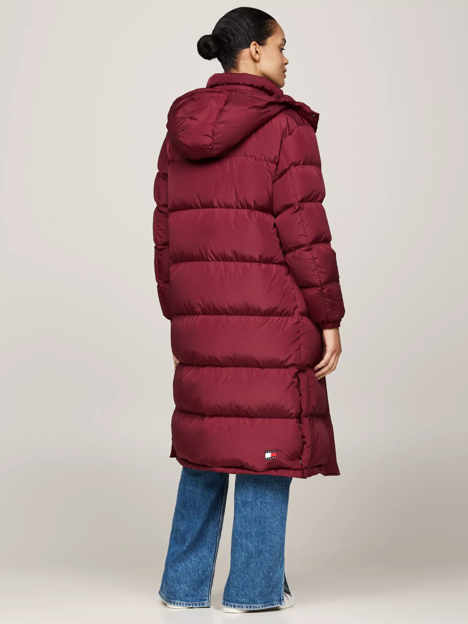 Kurtki & Płaszcze*Tommy Hilfiger Długi Puchowy Płaszcz Alaska Z Kapturem DEEP ROUGE