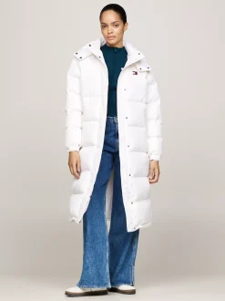 Kurtki & Płaszcze*Tommy Hilfiger Długi Puchowy Płaszcz Alaska Z Kapturem WHITE