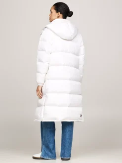 Kurtki & Płaszcze*Tommy Hilfiger Długi Puchowy Płaszcz Alaska Z Kapturem WHITE