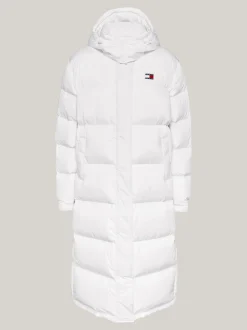 Kurtki & Płaszcze*Tommy Hilfiger Długi Puchowy Płaszcz Alaska Z Kapturem WHITE